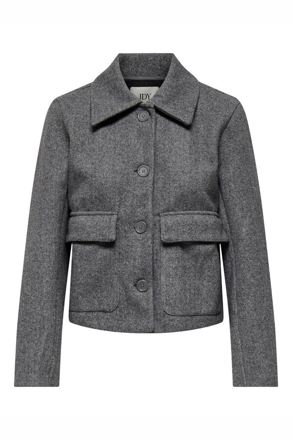 JDY Abrigo de pa&ntilde;o corto gris