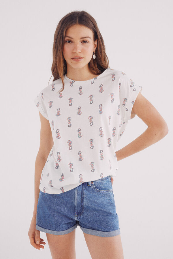 Springfield T-shirt estampagem bot&otilde;es ombro estampado