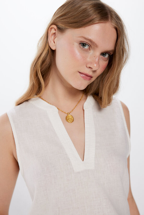 Springfield Blusa Sem Mangas Algod&atilde;o Linho branco