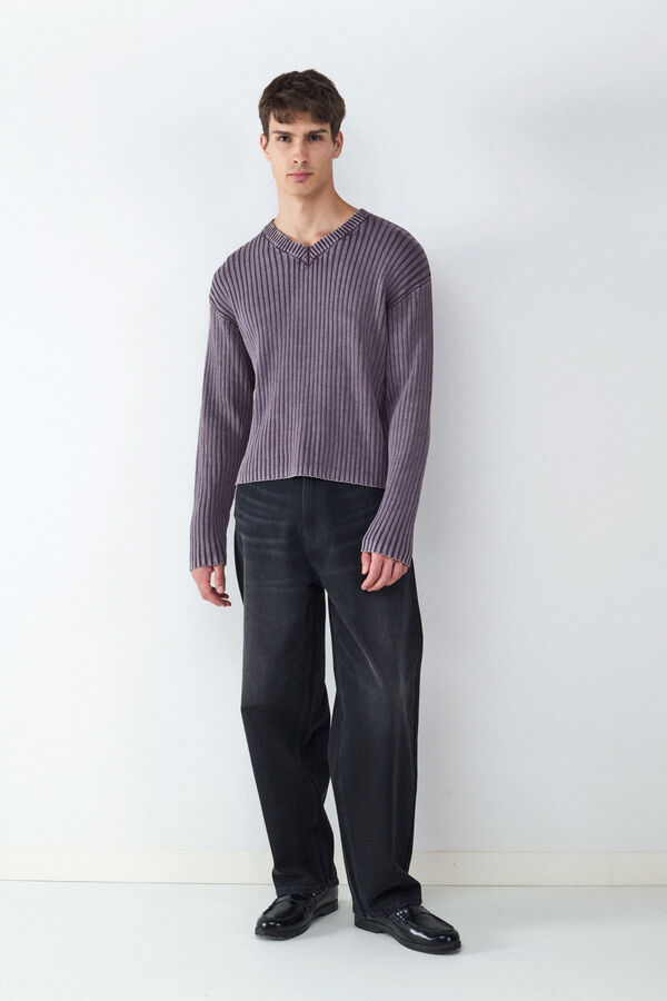 Balmohk Jersey cuello pico canal&eacute; morado/lila