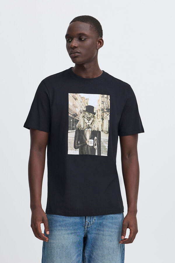 Blend T-shirt Manga Curta Print  preto