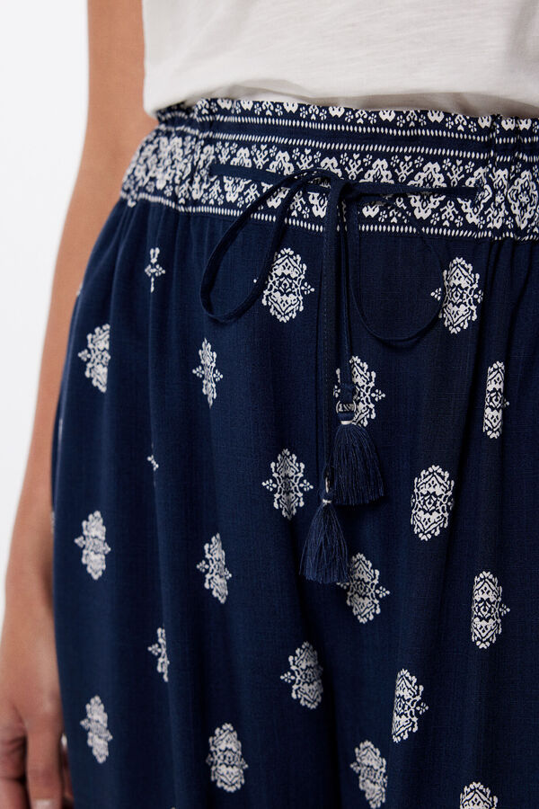 Springfield Pantalones palazzo viscosa r&uacute;stica azul