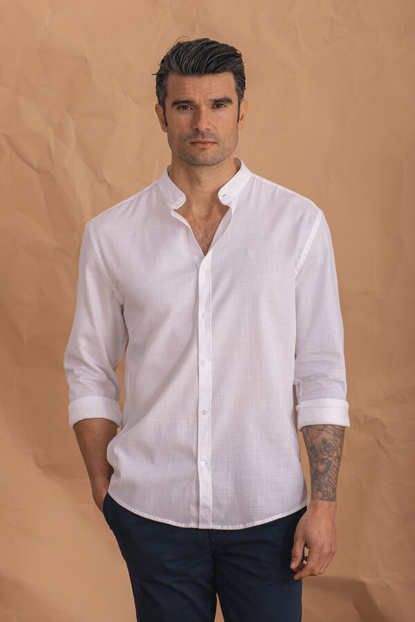 Celopman Camisa estruturada com gola Mao branco