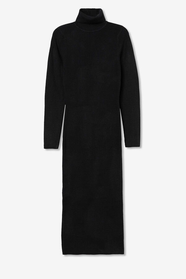 Tiffosi Vestido Midi Tricotado preto