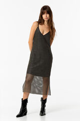 Tiffosi Vestido Comprido de Grelha com L&uacute;rex amarelo