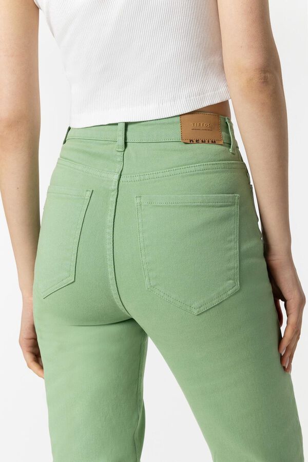Springfield Jeans Mom Slim Fit Tiro Alto verde