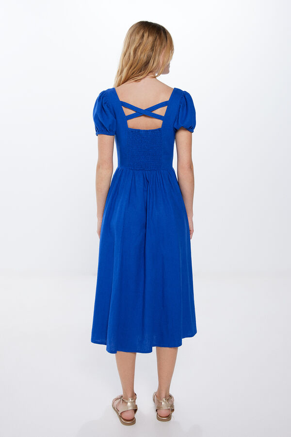 Springfield Vestido Midi Botones Cruce Espalda azul