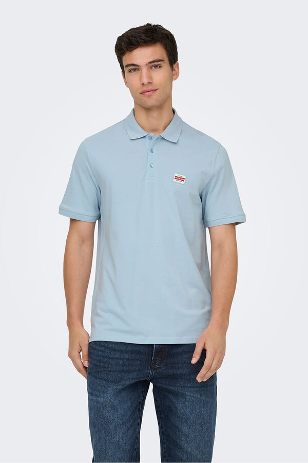 Only & Sons Polo com detalhe frontal azul