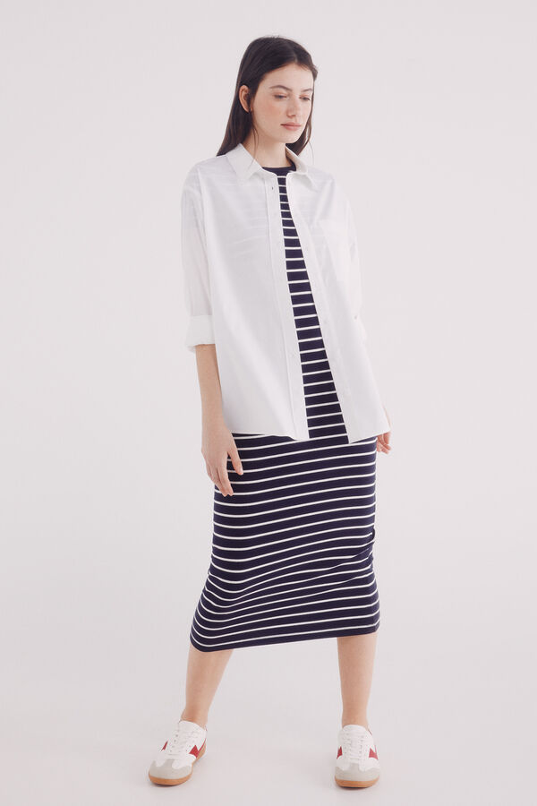 Springfield Camisa oversized de popelina branco