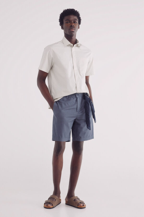 Springfield Camisa de popeline de manga curta cinzento