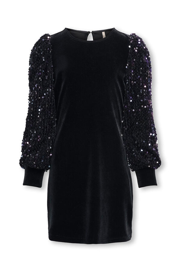 Only Girls Vestido curto de lantejoulas preto