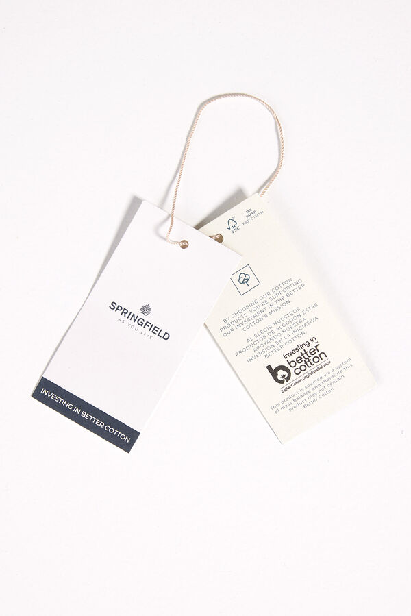 Springfield Camiseta Bimateria Estampada beige