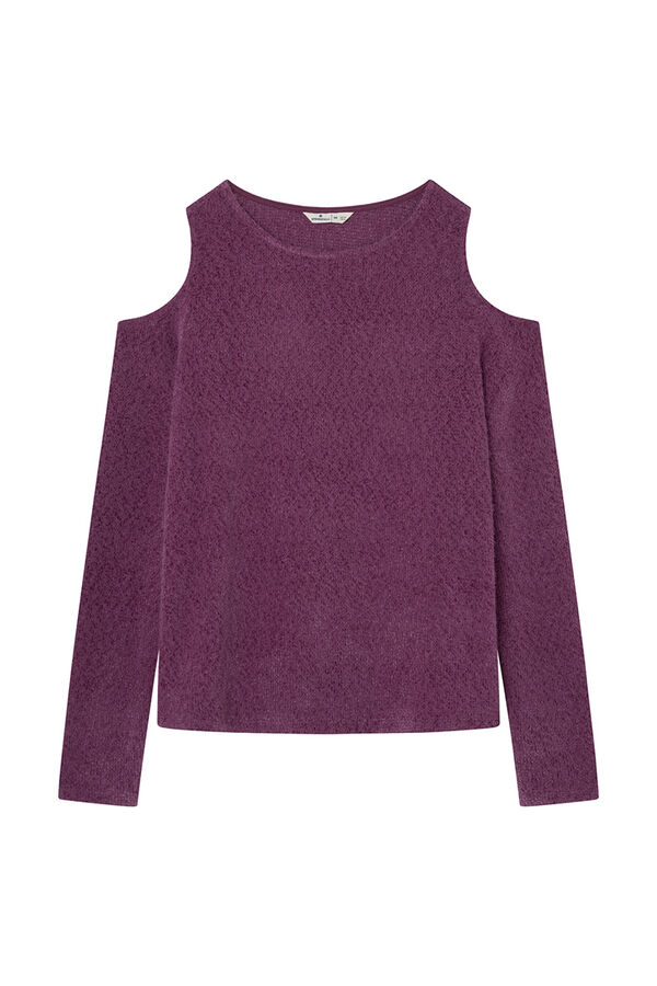 Springfield Camiseta chenilla hombros descubiertos morado/lila