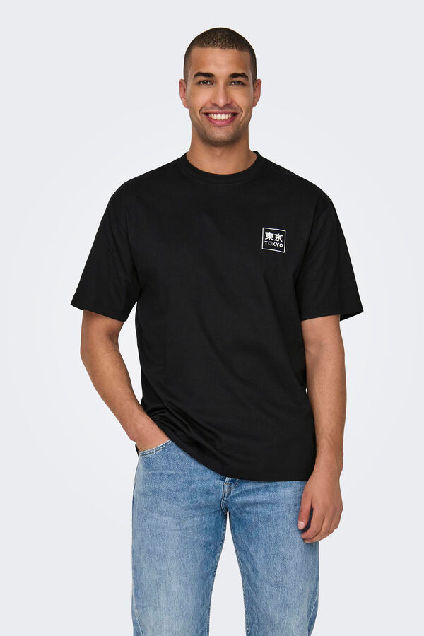 Only & Sons Camiseta manga corta letras chinas negro