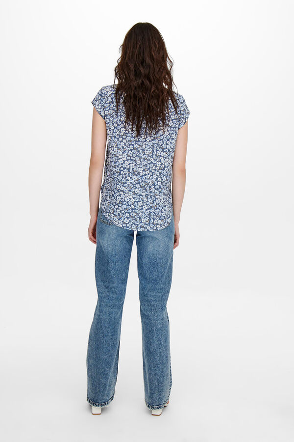 Only Camiseta estampada de manga corta azul