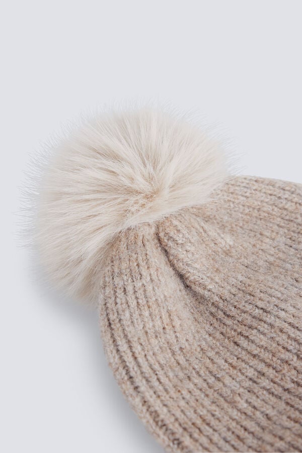 Springfield Bon&eacute; de malha pompom cru