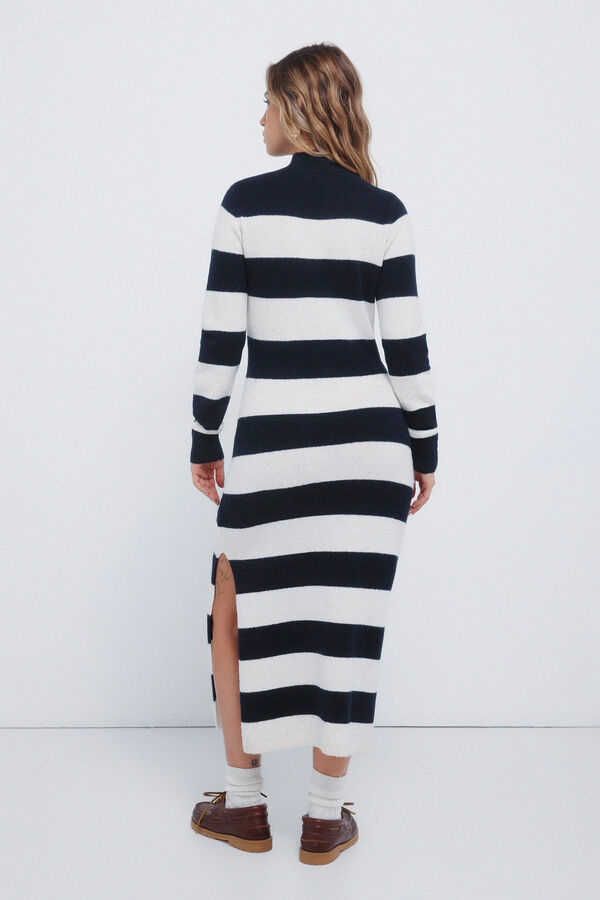 Springfield Vestido midi de malha riscas Kodak azul