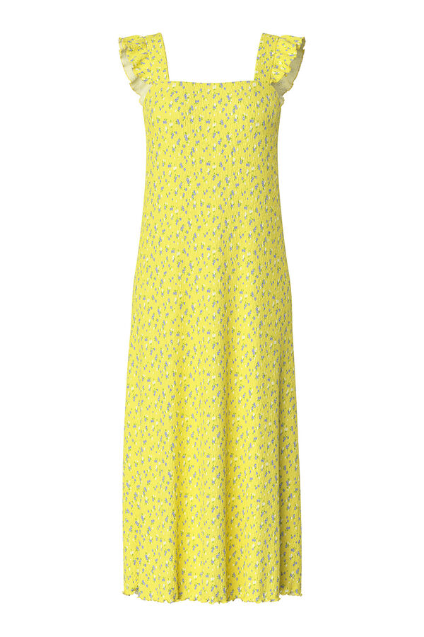 Pieces Vestido midi floral  amarelo
