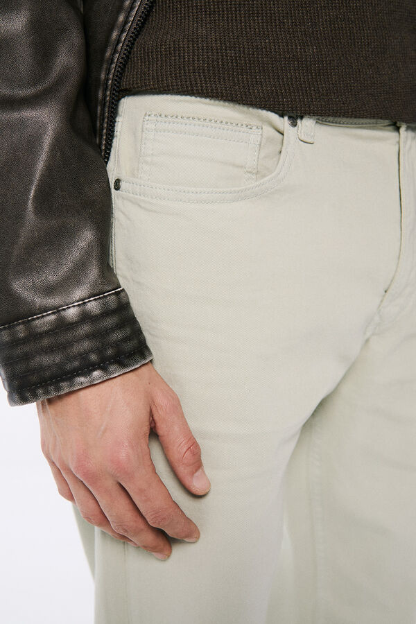 Springfield Calça slim fit lavada colorida bege