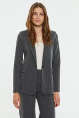 System Action Blazer curto de tecido risca de giz cinzento