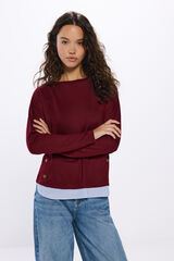 Springfield Camiseta combinada botones laterales burdeos