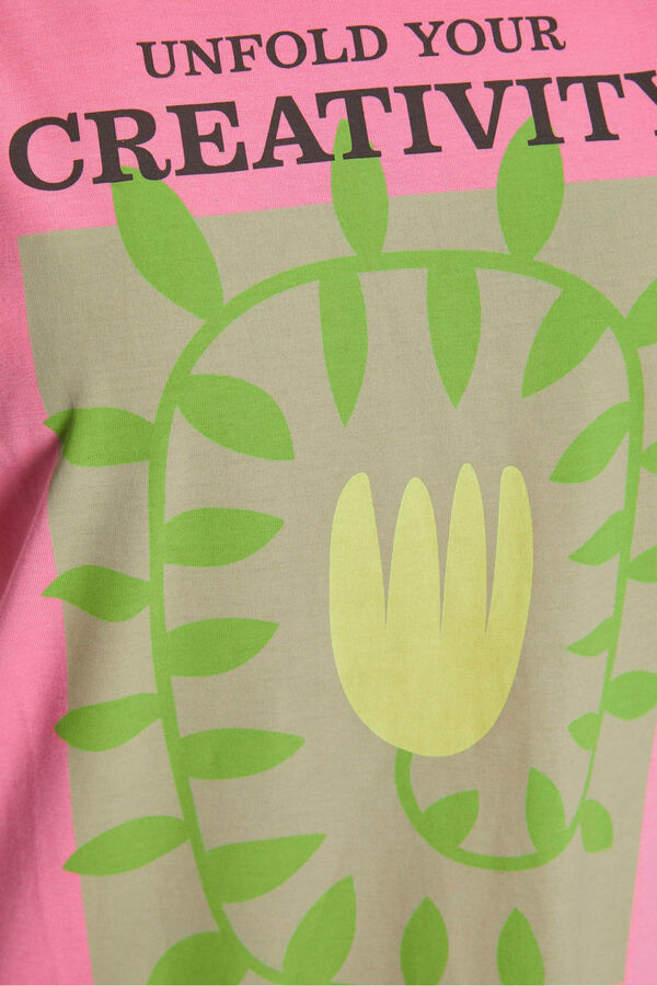 Jack & Jones Camiseta estampada com manga japonesa rosa