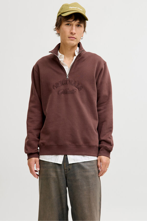 Jack & Jones Sudadera cuello cremallera burdeos
