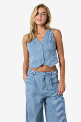 Noisy May Colete riscas estampado azul