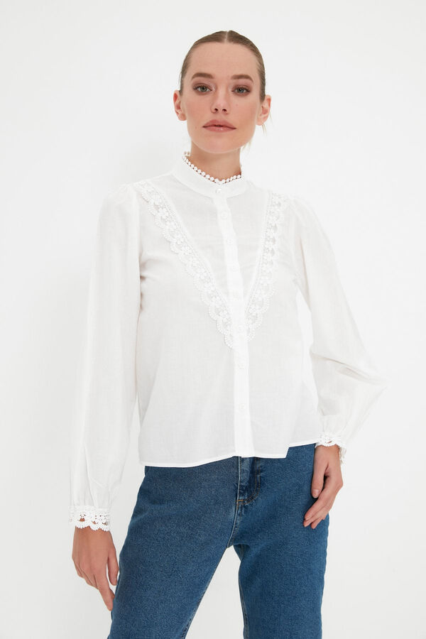 Trendyol Camisa algod&oacute;n blanco