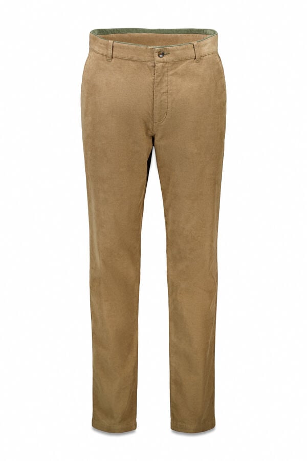 Springfield Cal&ccedil;as chino slim fit de veludo cotel&ecirc; micro castanho