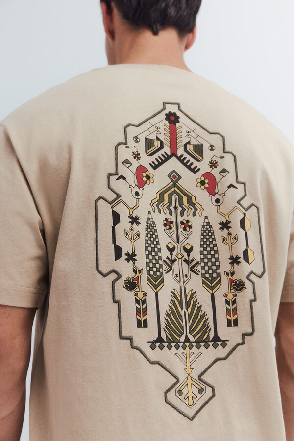 Springfield Camiseta geométrica bordado beige