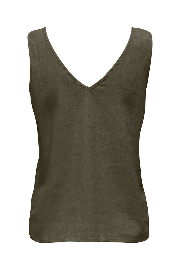 JDY Camiseta tirantes lino verde