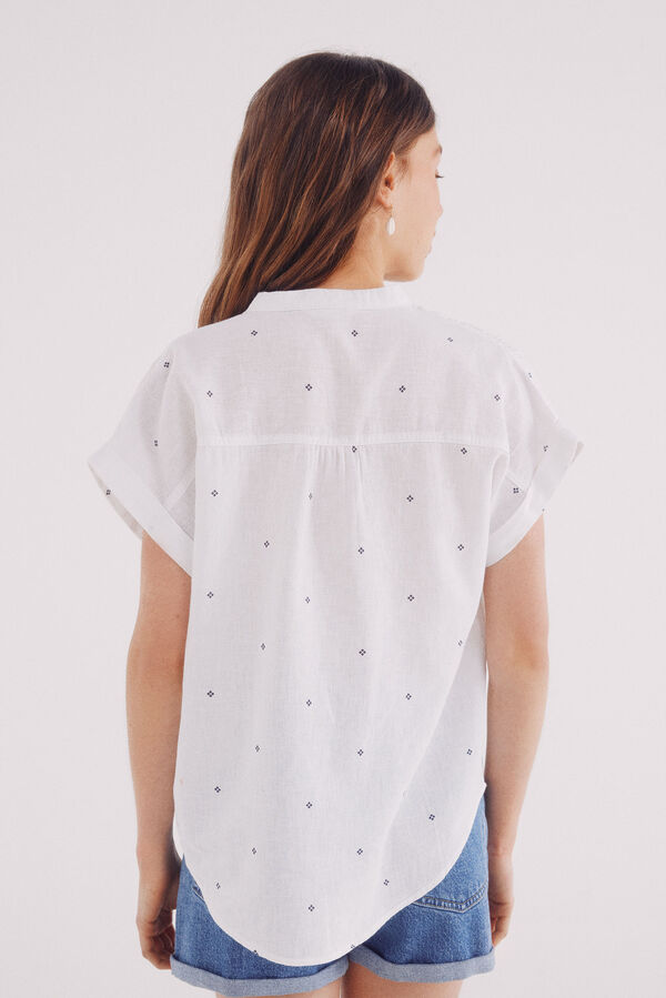 Springfield Blusa polo de algod&atilde;o estampada cru