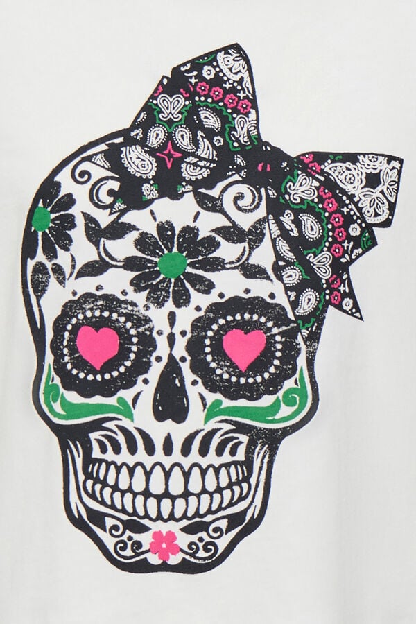 Only Girls Camiseta cropped com estampado frontal branco