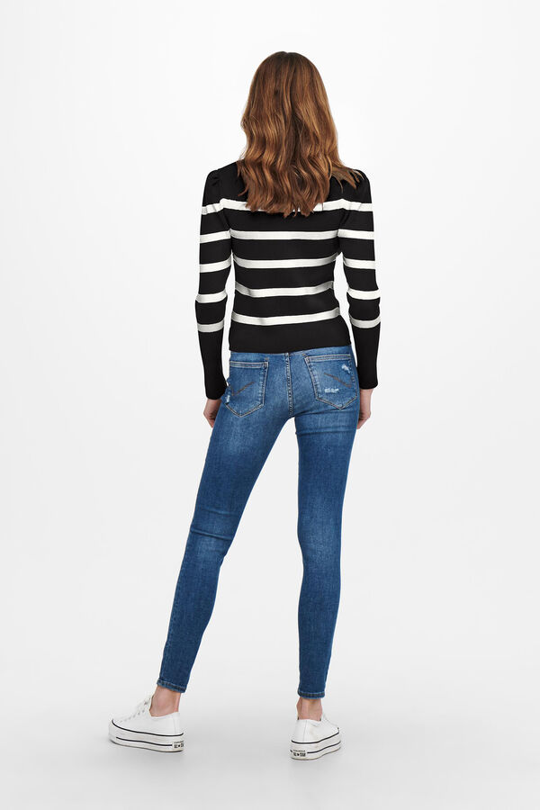 Only Camisola de malha leve e gola redonda preto