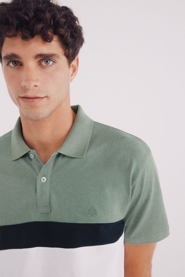 Springfield Polo piqu&eacute; bloques color slim fit verde