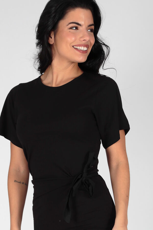 Brave Soul Vestido con nudo en cintura negro