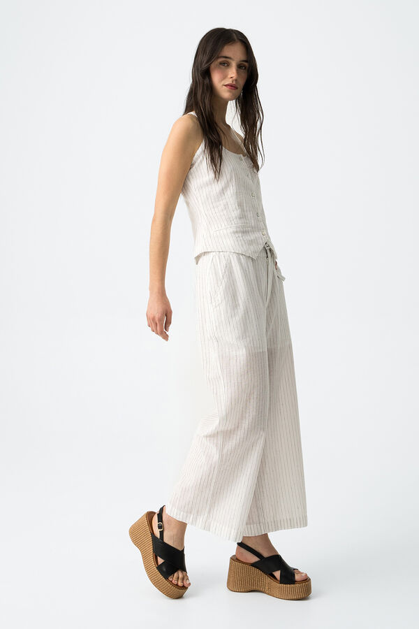 Tiffosi Calças de riscas com cinto branco