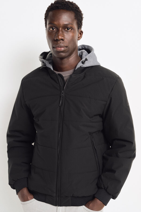 Springfield Jaqueta bomber acolchoada com capuz remov&iacute;vel preto