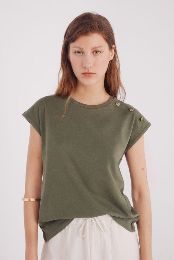 Springfield Camisa com bot&otilde;es nos ombros verde