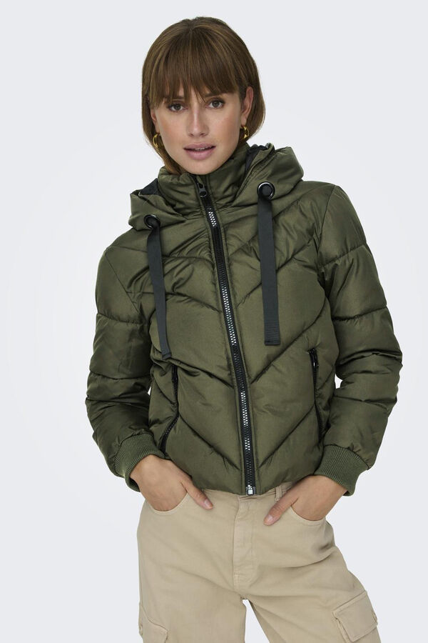 JDY Plum&iacute;fero corto acolchado verde