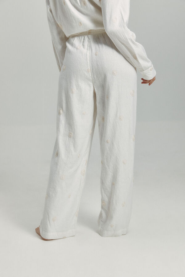 Only Calças de linho larga branco