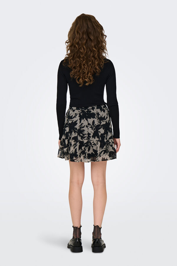 JDY Falda corta estampada negro