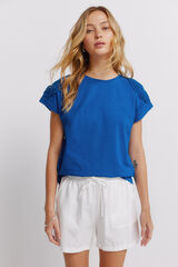 Springfield Camiseta crochet hombros azul