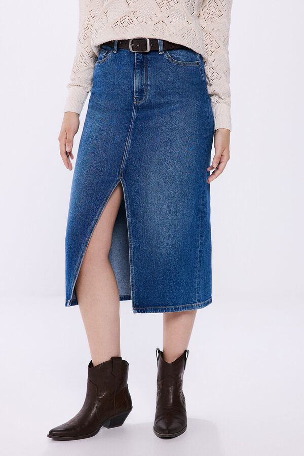 Springfield Falda midi vaquera azul