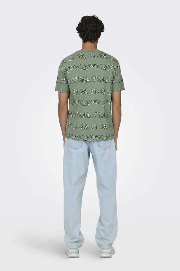Only & Sons Camiseta estampado palmeras verde