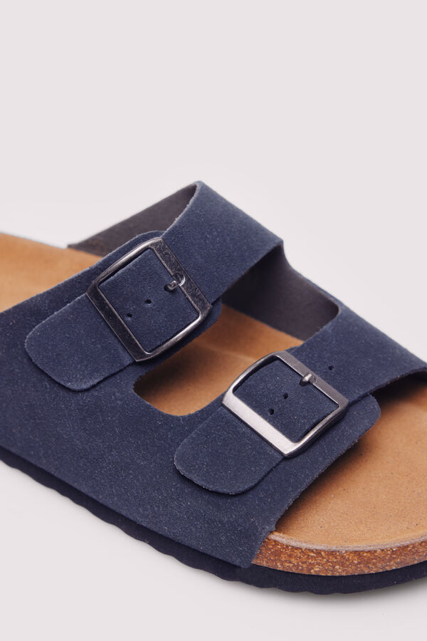 Springfield Sand&aacute;lia de pele com fivela dupla cinzento