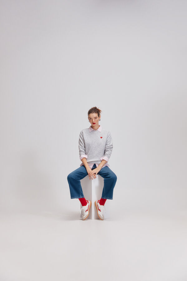 Springfield Suéter bordado com coração cinzento