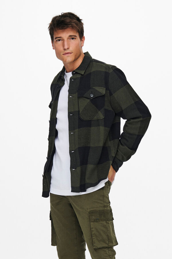 Only & Sons Sobrecamisa de cuadros regular fit verde
