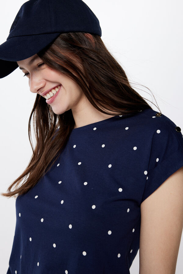 Springfield Camiseta Estampada Botones Hombro azul